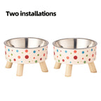 Elevated Cat Bowls Set of 2 - Vibrant Polka Dot Raised Pet Dishes with Neck Support for Cats, Collapsible Feeding Bowls for Dogs, Stylish Chic Pet Food & Water Bowls for Indoor Pets