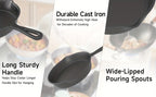3pcs Cast Iron Skillet Set with Drip Spout – Pre-Seasoned Non-Stick Heavy Duty Cookware for Holiday Cooking, RV Camping, Campfire Meals, Oven & Stovetop Safe Kitchen Gift