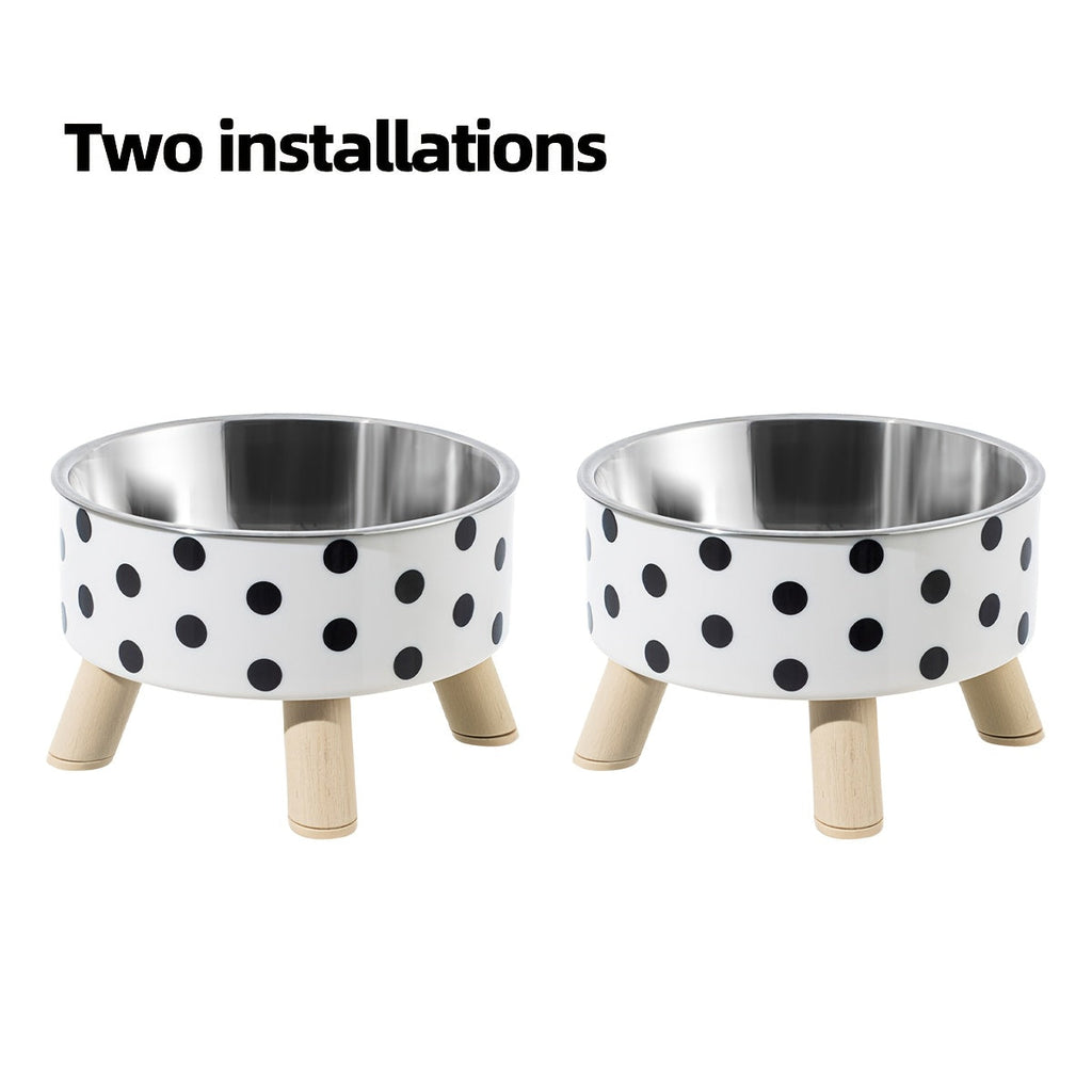 Elevated Cat Bowls Set of 2 - Vibrant Polka Dot Raised Pet Dishes with Neck Support for Cats, Collapsible Feeding Bowls for Dogs, Stylish Chic Pet Food & Water Bowls for Indoor Pets