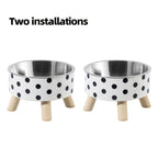 Elevated Cat Bowls Set of 2 - Vibrant Polka Dot Raised Pet Dishes with Neck Support for Cats, Collapsible Feeding Bowls for Dogs, Stylish Chic Pet Food & Water Bowls for Indoor Pets