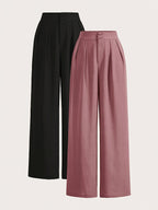 High-Waisted Wide-Leg Pants Two-Piece Set for Women – Trendy Matching Outfit, Casual & Chic Loungewear Coord Set