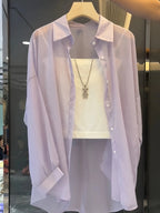Women's French Style Cardigan Shirt Jacket Lightweight Long Sleeve Thin Open Front Versatile Layering Top Spring Summer 2025 Multi-Color S-XXL