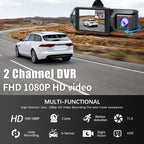 Dash Cam S2N 1080P HD Front and Rear Dual Camera with ADAS Night Vision G-Sensor Loop Recording 24Hr Parking Mode, 170° Wide Angle 2" IPS Screen Car DVR SD Card Not Included