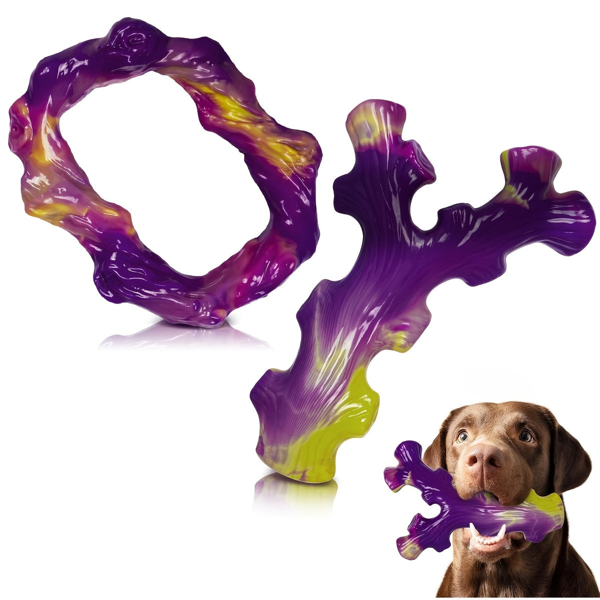 Tough Dog Chew Toys for Aggressive Chewers - Indestructible Nylon Bone for Large Medium Breeds, Puppy Teething Chew, Beef & Peanut Butter Flavors, Keeps Dogs Busy