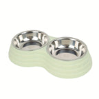 Stainless Steel Double Pet Bowl - Food & Water Dual Bowl Set for Small Medium Large Dogs & Cats, Durable Non-Rust Cat & Dog Food Bowl