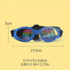 Foldable Dog Sunglasses with Adjustable Head Strap - UV Protection Waterproof Pet Goggles for Outdoor & Water Activities, Stylish Eye Protection for Small Medium Large Dogs