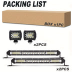 LED Work Light Bar Kit for Off-Road Truck Jeep SUV UTV ATV Tractor – 22" & 10" Light Bar + 4" LED Pods, 2000-3000 Lumens, 12-24V, No Battery Required, Multiple Configurations