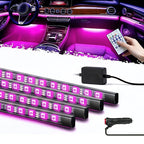 4pcs LED Car Interior Light Strip RGB Music Sync – 48 Color USB Remote Control Under Dash Ambient Lighting Kit for Car Truck SUV Van – Easy Install, No Battery Needed