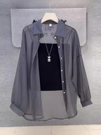 Women's French Style Cardigan Shirt Jacket Lightweight Long Sleeve Thin Open Front Versatile Layering Top Spring Summer 2025 Multi-Color S-XXL
