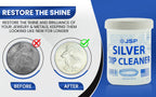JSP Sterling Silver Dip Cleaner & Tarnish Remover 8oz – 925 & 999 Silver Jewelry Cleaning Solution with Dipping Basket & Microfiber Cloth, Restores Shine to Silver, Gold & Precious Metals