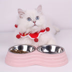 Stainless Steel Double Pet Bowl - Food & Water Dual Bowl Set for Small Medium Large Dogs & Cats, Durable Non-Rust Cat & Dog Food Bowl