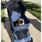 Portable Pet Stroller for Small Dogs & Cats – Foldable Travel Dog Stroller up to 33 lbs, Breathable Canopy, Smooth Wheels & Storage Basket, Ideal for Walks, Trips & Outdoor Adventures