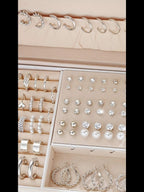 102-Piece Women's Earrings Set - Elegant Imitation Pearl Rhinestone Hoop Ear Cuffs Heart & Geometry Studs, Stainless Steel Hypoallergenic Fashion Jewelry for Daily Wear Parties Dates & Gifts