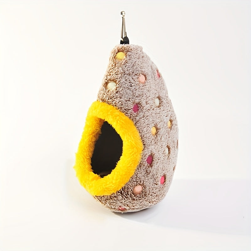 Egg-Shaped Hanging Bird Nest - Warm Enclosed Parrot Nest for Bird Cage for Cockatiels Lovebirds Parakeets Budgies - Cozy Bird Sleeping House Hideout No Battery Required Blue/Yellow