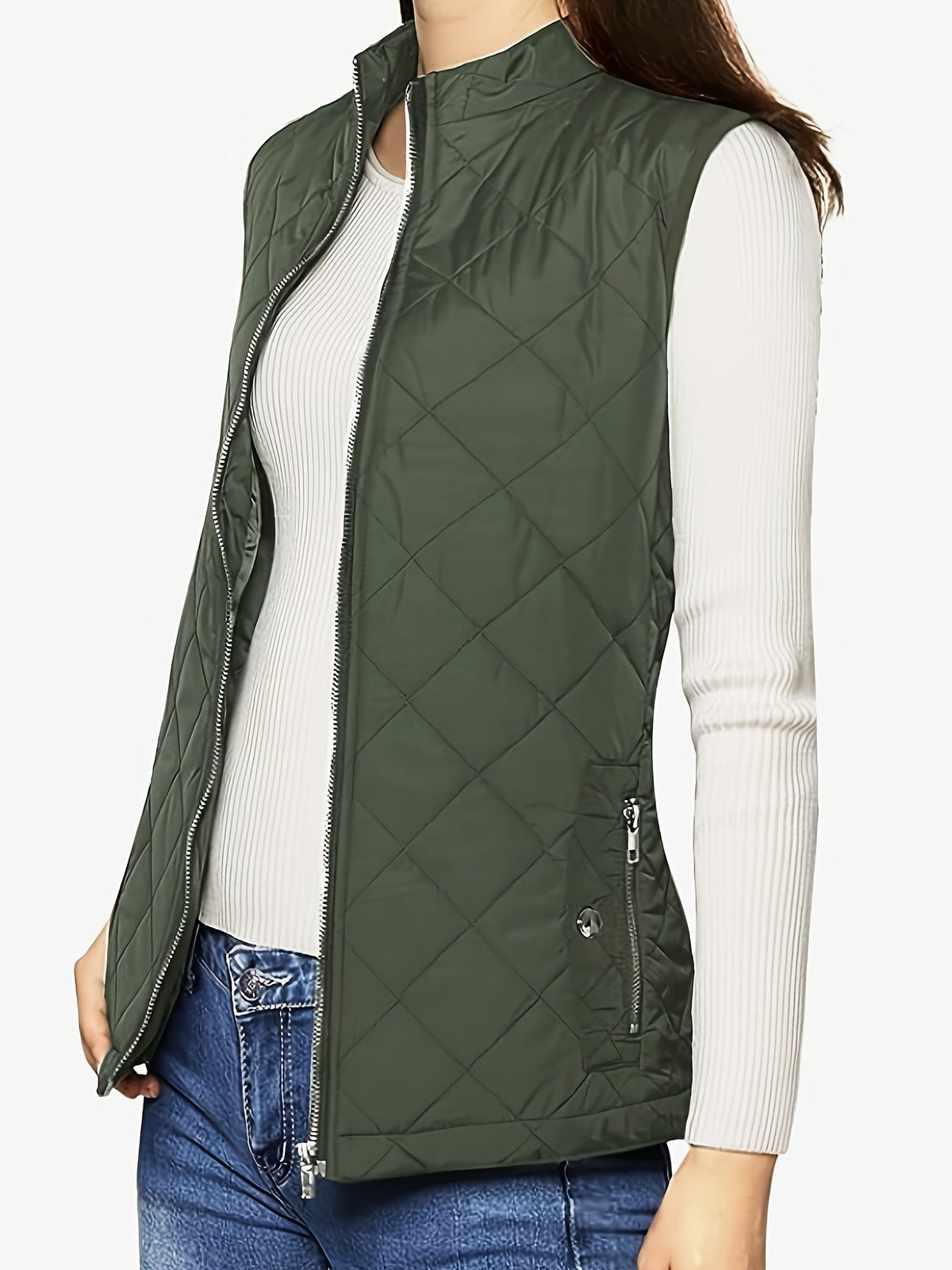 Women's Lightweight Quilted Vest – Stand-Up Collar Zip-Up Sleeveless Jacket 120g Polyester Lined Fall Winter Casual Outdoor Layering Gilet