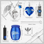 8-Piece Small Cremation Urns for Ashes – Alloy Keepsake Ash Holder Set with Family Tree Memorial Heart Locket Pendant for Adults Men & Women, Burial & Cremation Remembrance Gift, 8 Colors