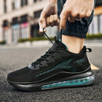 Men's Air Cushion Running Sneakers Lightweight Lace-Up Anti-Slip Shock-Absorbing Breathable Athletic Shoes for Walking Fitness Tennis Travel Sizes US 6.5-13.5 Black Blue White Yellow Red