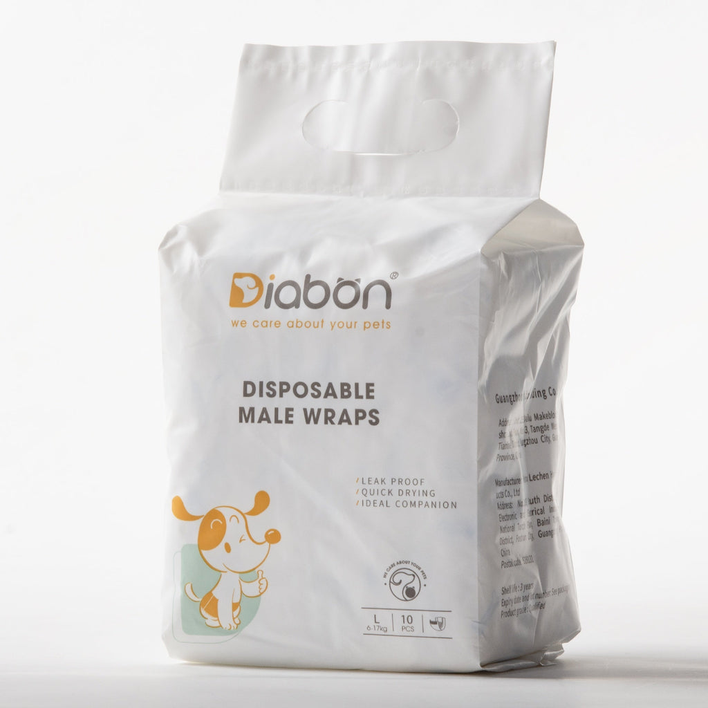 Disposable Dog Diapers Ultra-Absorbent Leak-Proof Pet Diapers for Male Dogs Puppies Senior Dogs – Super Absorbent Comfort Wraps for Incontinence Surgery Recovery and Outdoor Travel 10 Count Pack