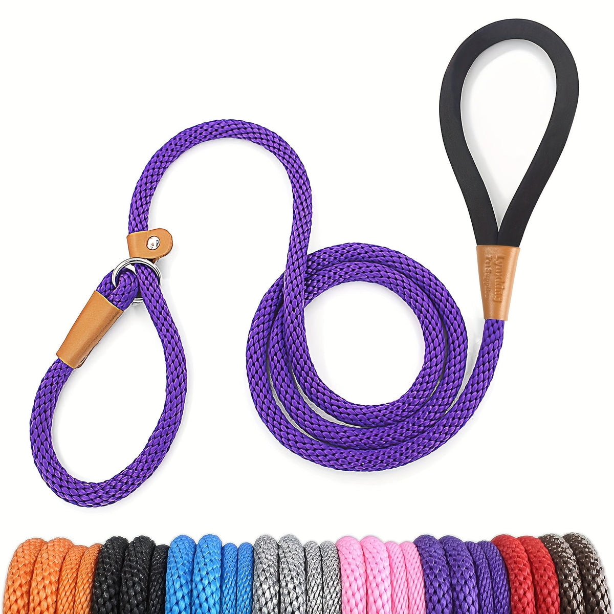 Durable Nylon Dog Leash for Small Medium Large Dogs - Heavy Duty Woven Training Leash S-XL, 8 Colors, Strong Comfortable Handle Dog Walking Lead