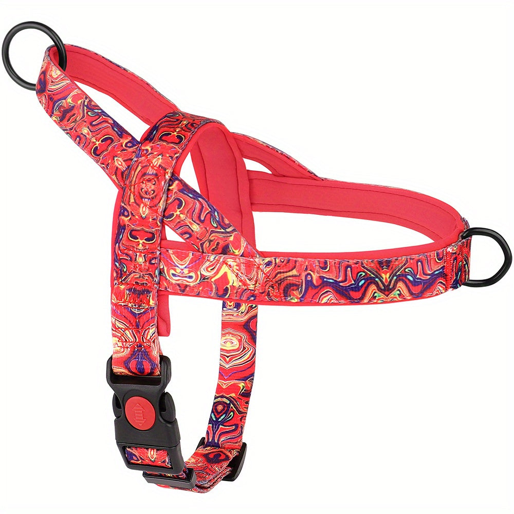 No-Pull Dog Harness Vest & Leash Set for Medium Large Dogs – Padded Nylon Adjustable Safety Vest with Durable Leash for Bulldog Boxer Pitbull, Sizes S M L, Purple Black Red, All-Day Comfort Walking