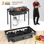 High Pressure Propane Burner Stove 100,000-225,000 BTU - Heavy Duty Cast Iron Outdoor Camp Cooker with Detachable Legs, CSA Listed Regulator, 1 or 3 Burner for Camping, Tailgating & Brewing