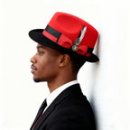 Men's Vintage British Gentleman Top Hat – Cashmere Wool Blend Adjustable 57-60cm, Classic Fall Winter Dress Hat in Black White Red Yellow, Stylish Gift for Men Birthdays Holidays