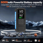 Portable Cordless Tire Inflator 160PSI Air Compressor with Digital Pressure Gauge LED Light 8X Faster Inflation for Car Motorcycle Bike Ball - Rechargeable Electric Air Pump