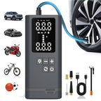 Portable Tire Inflator Air Compressor Wireless – USB Rechargeable, Digital Display, LED Light, Multi-Nozzle Adapter, Lithium Battery, Fits Car, Motorcycle, Bicycle, Sports Balls