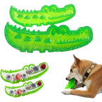 Crocodile Dog Food-Stashing Rubber Chew Toy – Interactive Slow Feeder & Enrichment Foraging Toy for All Breeds, Reusable Treat Dispensing Puzzle Toy, Chew-Resistant, Fun Green Design, Small & Large