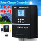 100A MPPT Solar Charge Controller with LCD Display & Auto Tracking - Compatible with Lead-Acid, Lithium & LiFePO4 Batteries, for Off-Grid Solar Systems, RV, Boat & Home