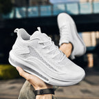 Men's Air Cushion Running Sneakers Lightweight Lace-Up Anti-Slip Shock-Absorbing Breathable Athletic Shoes for Walking Fitness Tennis Travel Sizes US 6.5-13.5 Black Blue White Yellow Red