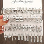 48pc Imitation Pearl Earring Set for Women – Assorted Stud & Dangle Styles, Silver Tone Hypoallergenic Earrings for Daily Wear, Vacation, Dates & Holiday Gifting