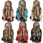 6pcs Vintage Satin Square Scarves for Women – Elegant Polyester Paisley & Floral Headwrap Bandana Set in 6 Designs & Assorted Colors, Perfect for Formal Casual Events Hair Accessories Gift