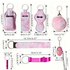 11-Piece Women's Rhinestone Keychain Set – Multifunctional Keyring with Card Holder, Pill Bottle, Whistle, Perfume Bottle & Storage Bag, Perfect Gift for Ladies