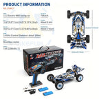 Wltoys 124017 RC Car 75KM/H 4WD Brushless Professional Racing Drift Car – Aluminum Alloy Body, Oil Pressure Shock Absorber, Zinc Alloy Gears, 100M Range, High Speed Off-Road RC Truck with 2 Batteries