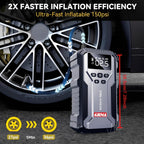 Portable Car Jump Starter 7-in-1 with 150PSI Air Compressor Digital Display Emergency Power Bank for Gas & Diesel Engines - Car Battery Booster Pack with Air Pump