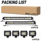 LED Work Light Bar Kit for Off-Road Truck Jeep SUV UTV ATV Tractor – 22" & 10" Light Bar + 4" LED Pods, 2000-3000 Lumens, 12-24V, No Battery Required, Multiple Configurations