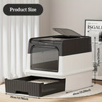 Large Covered Cat Litter Box with Pull-Out Drawer & Scoop – Fully Enclosed Cat Toilet, Front Entry Top Exit, Odor Control, Leak-Resistant Easy-Clean Tray for Multi-Cat Homes, Obsidian Black / Shell Gray / Sand Pink