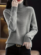 Women's Loose Fit Lapel Collar Knit Pullover Sweater - Casual Long Sleeve Solid Color Stretch Top for Fall Winter S-XXL