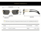 Unisex Rimless Leopard Sunglasses - UV400 Narrow Rectangular Frameless Shades in Black & Gold, Premium Fashion Eyewear for Men & Women, Includes Case & Cloth, Great for Parties Travel & Festivals