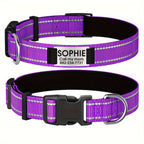 Customizable Reflective Dog Collar with Personalized Name Plate - Padded Nylon Comfort Fit, 12 Color Options, Engraved ID Tag Alternative for Small Medium & Large Dogs, Perfect Personalized Dog Gift for Dog Lovers