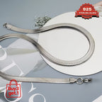 925 Sterling Silver Flat Snake Chain Necklace & Bracelet – 2D Sleek Stackable Design, Multiple Lengths, Gift Box Included, Perfect for Valentine's Day, Holidays & Everyday Layering