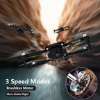 TD12LCD Drone with LCD Screen Remote Control Brushless Motor Dual Camera WiFi FPV Foldable Quadcopter for Adults Beginners 3D Flips Headless Mode One-Key Takeoff SD Card Support