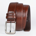 2-Pack Men's Genuine Leather Belt Set with Automatic Ratchet Buckle – Adjustable Fit 32"-44", Black & Brown, Business & Casual Dress Belt for Men