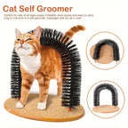 Cat Arch Self Groomer - Interactive Cat Scratching Massage Brush, Self-Grooming Corner Toy for Cats, Removes Loose Hair & Satisfies Rubbing Instinct, No Batteries Required