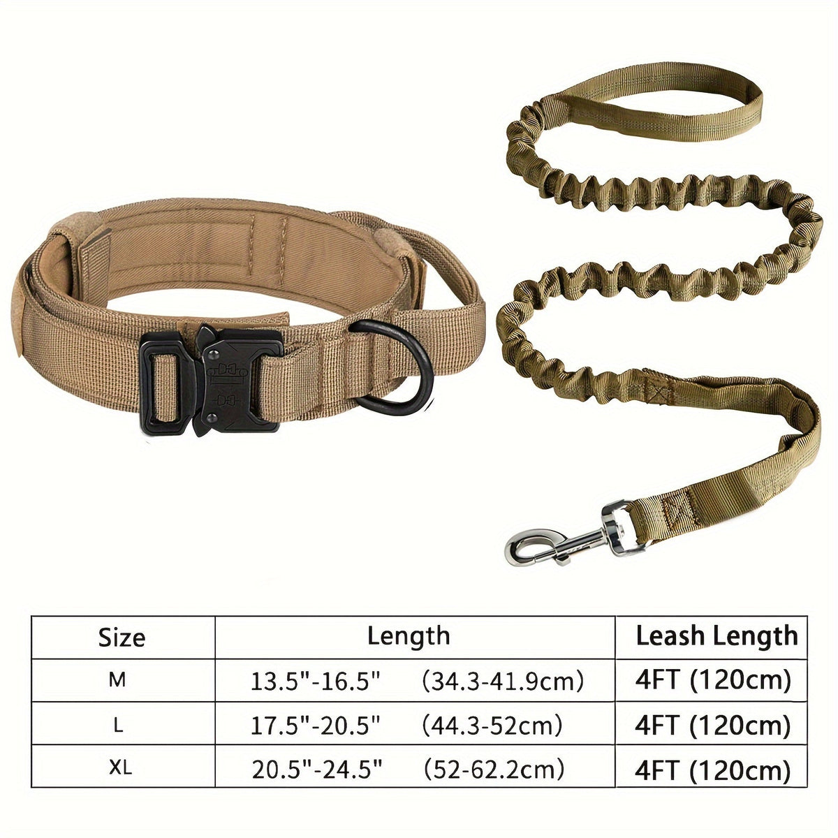 Heavy-Duty Tactical Dog Collar & Leash Set – Adjustable Military-Grade Nylon, Strong Durable Dog Collar with Handle for Training Walking Outdoor Adventures – Fits Small Medium Large Dogs