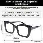 Women's Reading Glasses Set 7 Pairs – Large Square Vintage Style, Spring Hinges, +1.0 to +4.0 Magnification, Durable PC Frame, Stylish Everyday Eyewear for Women