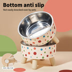 Elevated Cat Bowls Set of 2 - Vibrant Polka Dot Raised Pet Dishes with Neck Support for Cats, Collapsible Feeding Bowls for Dogs, Stylish Chic Pet Food & Water Bowls for Indoor Pets