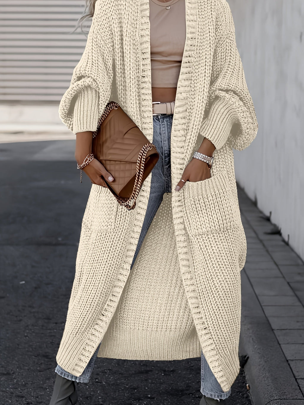 Women Drop Shoulder Cardigan Long Coat with Pockets Solid Color Long Sleeve Fall Winter Oversized Coat S M L XL XXL Grey Black Apricot Camel Navy Cozy Wrap Coat