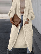 Women Drop Shoulder Cardigan Long Coat with Pockets Solid Color Long Sleeve Fall Winter Oversized Coat S M L XL XXL Grey Black Apricot Camel Navy Cozy Wrap Coat